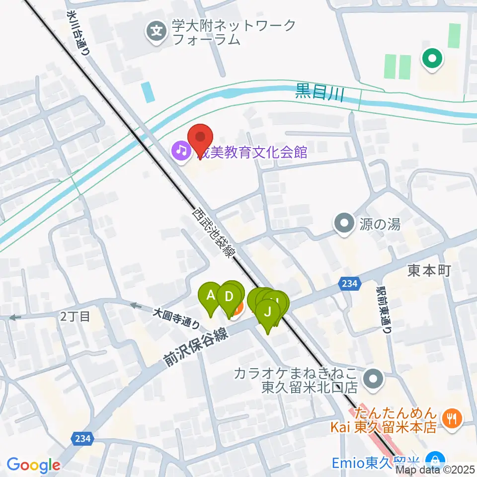 TOKYO854くるめラ周辺のファミレス・ファーストフード一覧地図