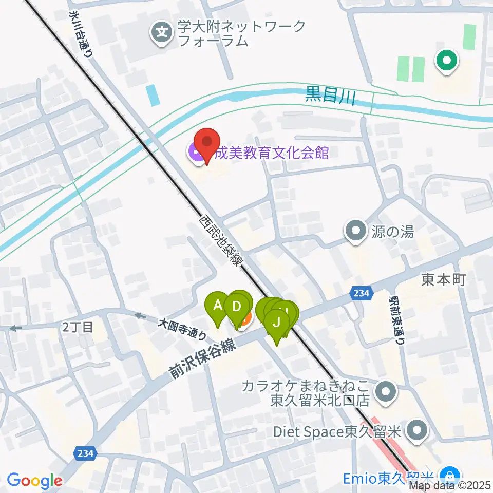 TOKYO854くるめラ周辺のファミレス・ファーストフード一覧地図