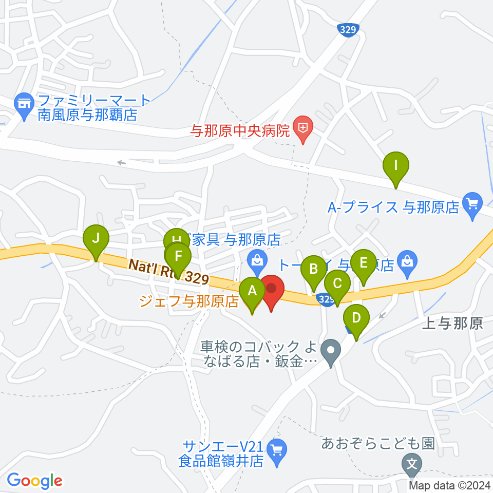 FMよなばる周辺のファミレス・ファーストフード一覧地図