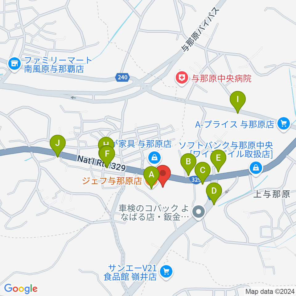 FMよなばる周辺のファミレス・ファーストフード一覧地図