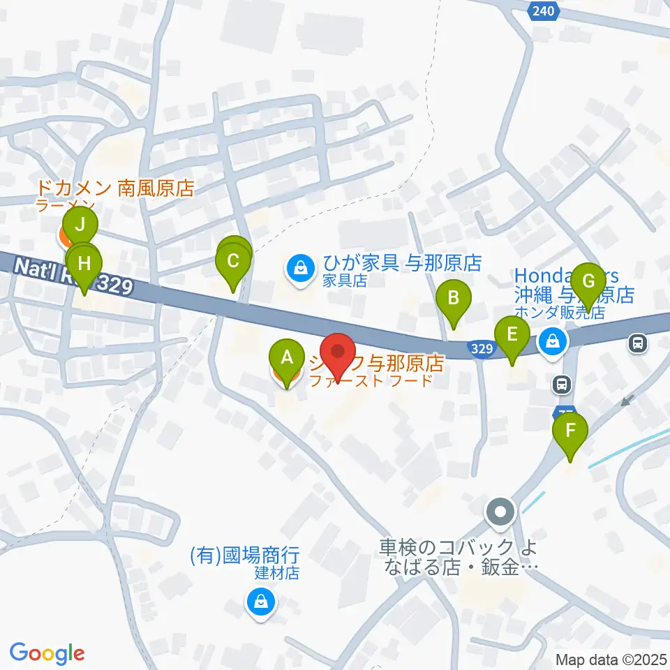 FMよなばる周辺のファミレス・ファーストフード一覧地図