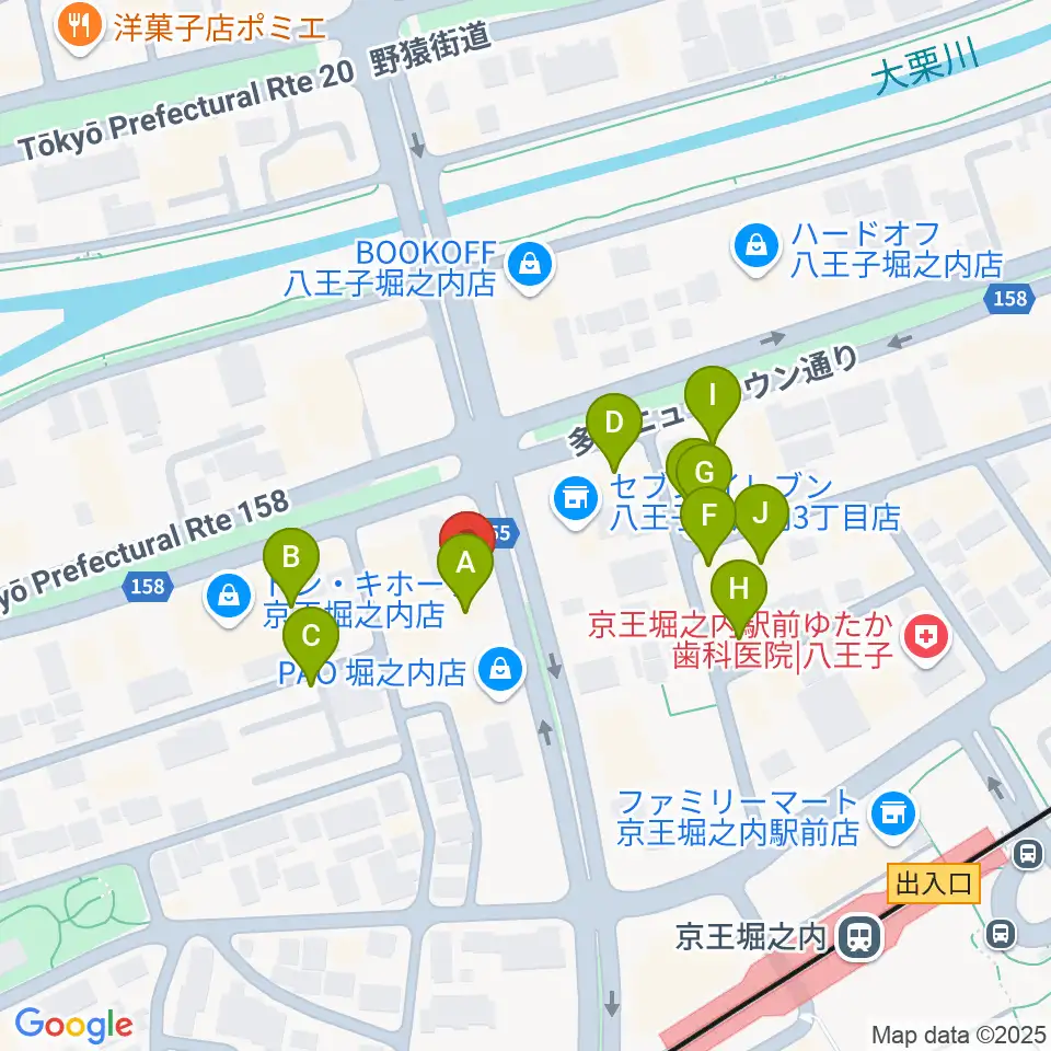 京王堀之内time tokyo周辺のファミレス・ファーストフード一覧地図