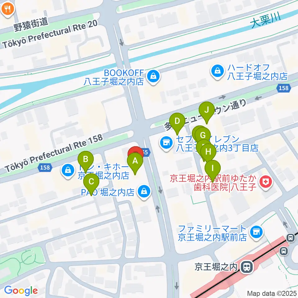 京王堀之内time tokyo周辺のファミレス・ファーストフード一覧地図