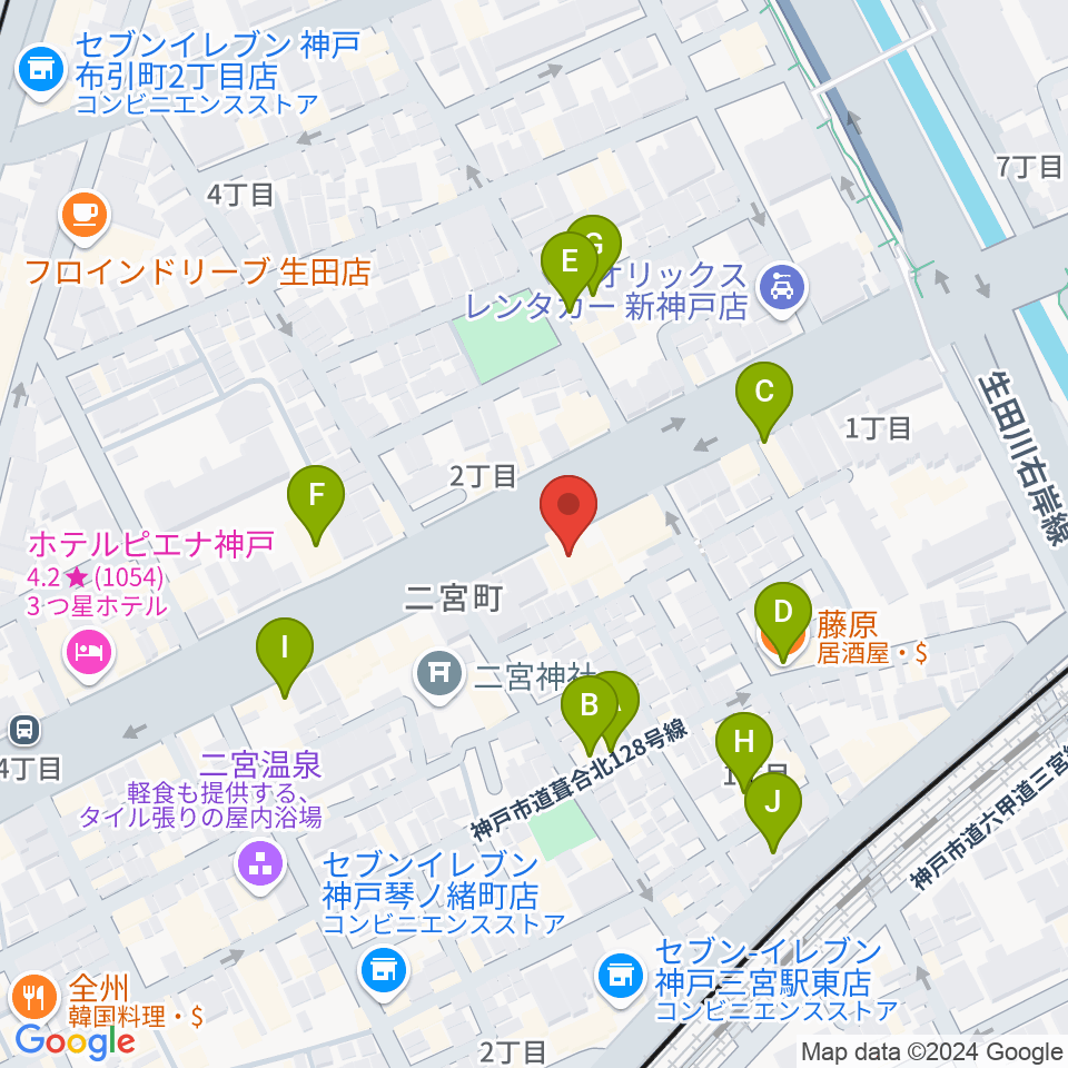 ソアースタジオ周辺のファミレス・ファーストフード一覧地図