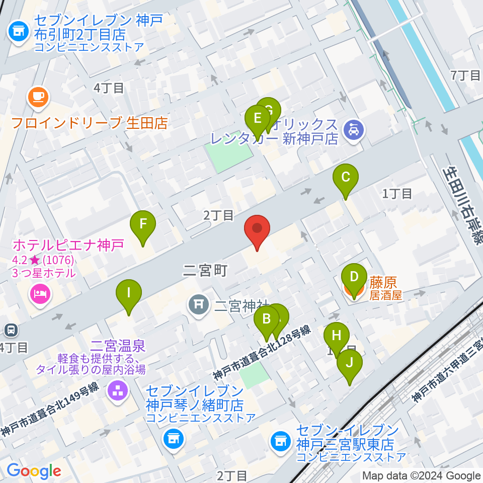 ソアースタジオ周辺のファミレス・ファーストフード一覧地図