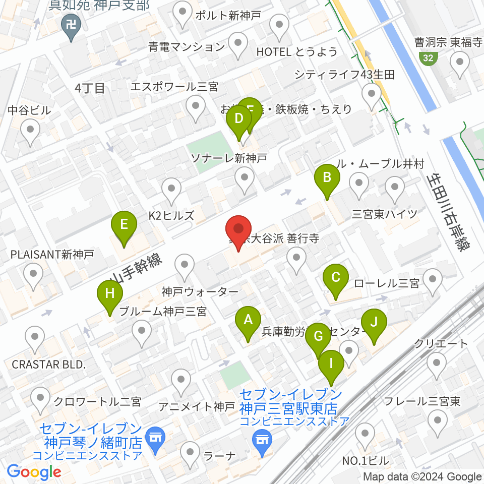 ソアー音楽教室周辺のファミレス・ファーストフード一覧地図