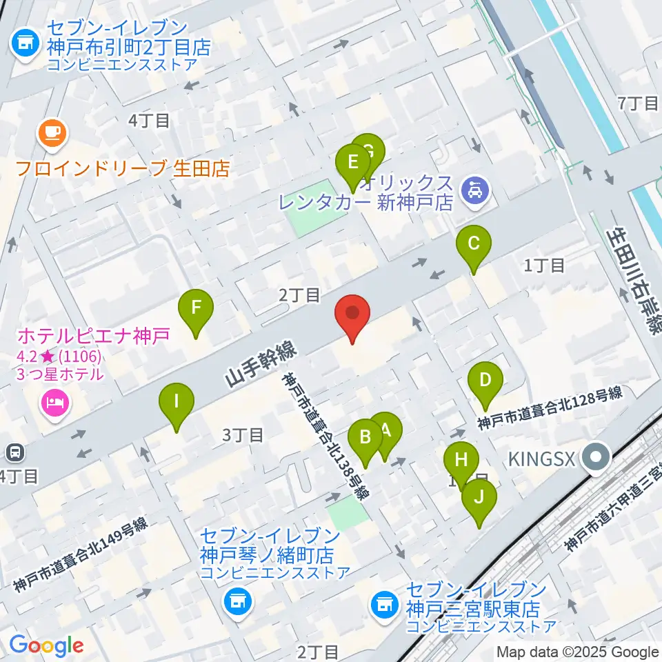 ソアー音楽教室周辺のファミレス・ファーストフード一覧地図