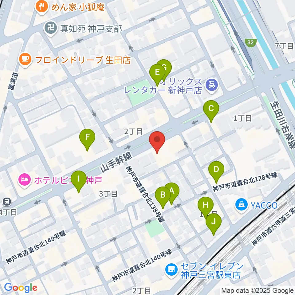 ソアー音楽教室周辺のファミレス・ファーストフード一覧地図