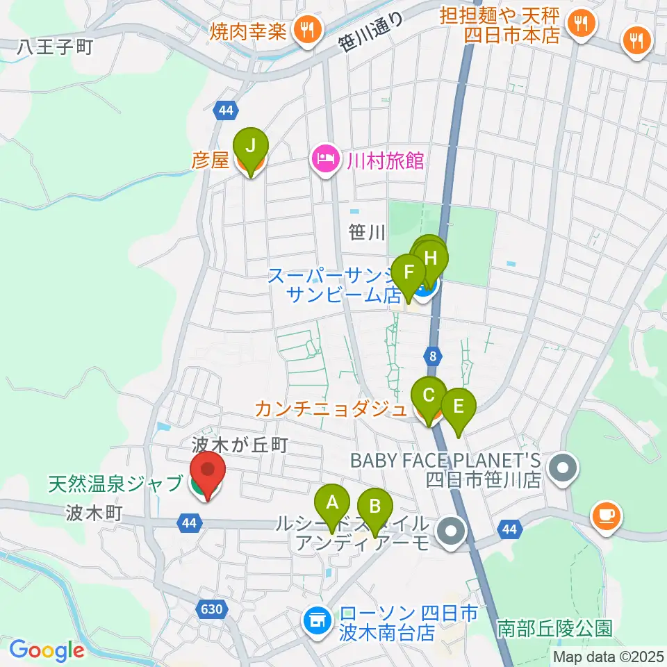 Studio-JAB周辺のファミレス・ファーストフード一覧地図