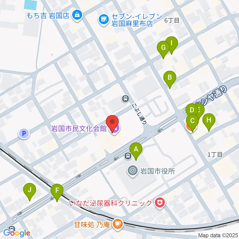 岩国市民文化会館周辺のファミレス・ファーストフード一覧地図