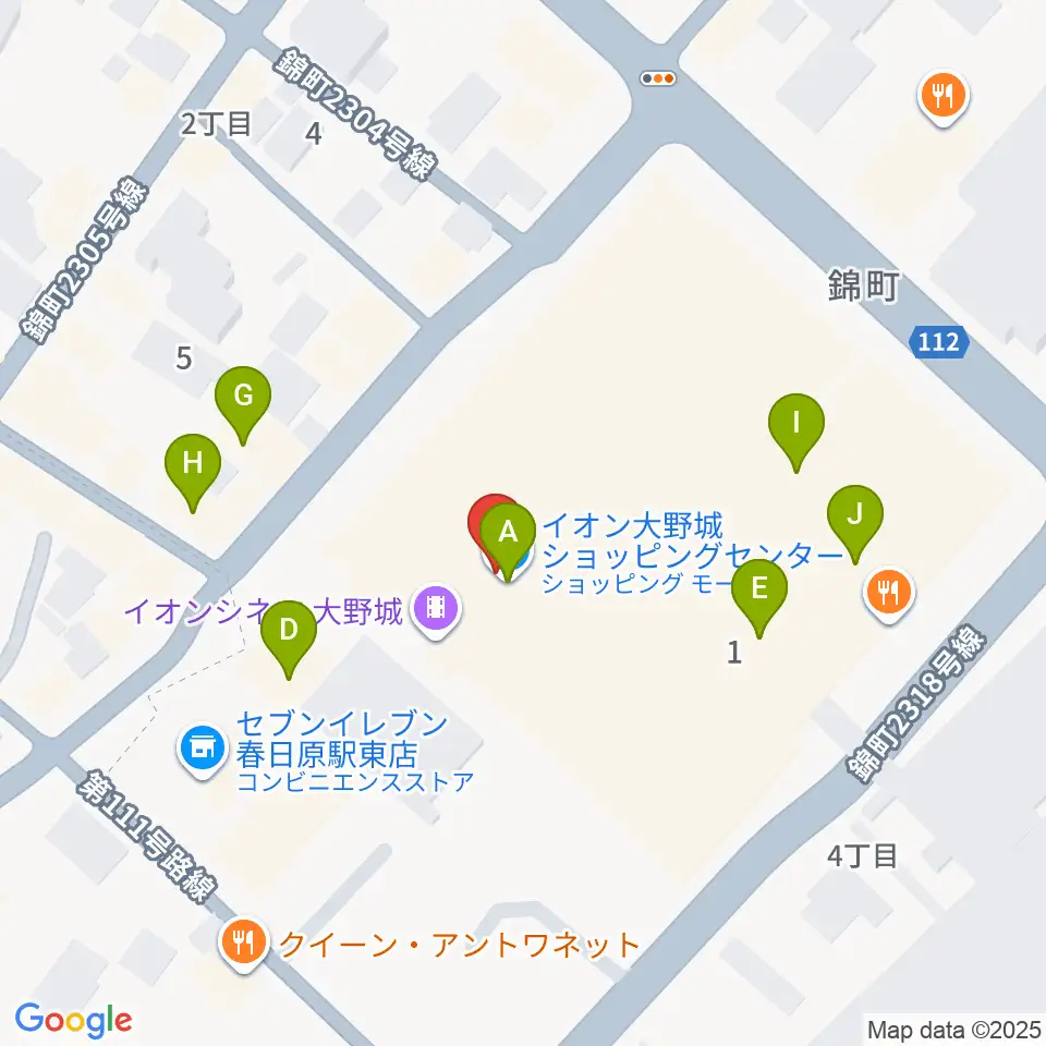 イオンシネマ大野城周辺のファミレス・ファーストフード一覧地図