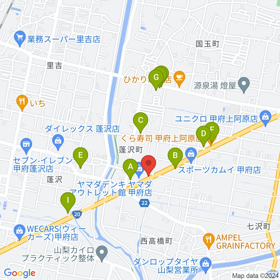 ボデガースタジオ周辺のファミレス・ファーストフード一覧地図