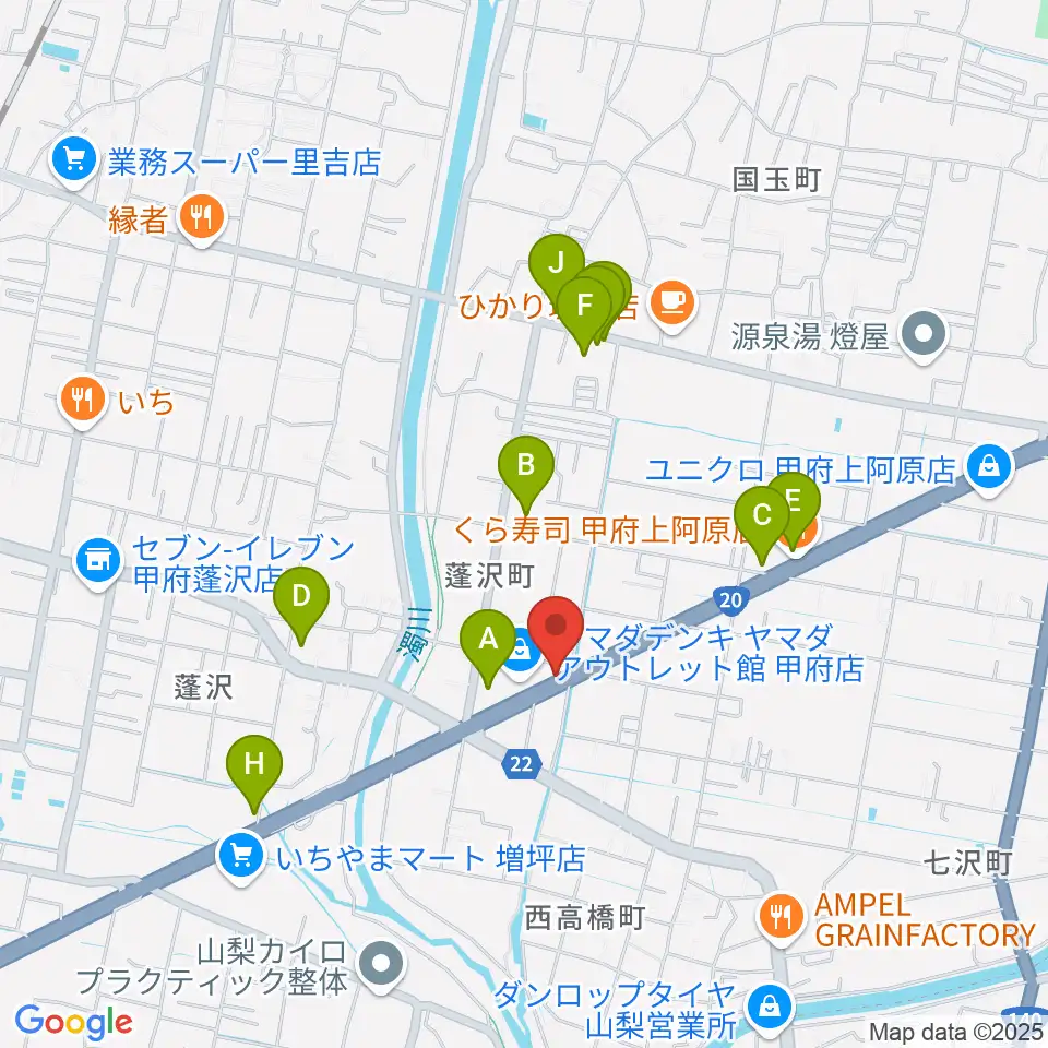 ボデガースタジオ周辺のファミレス・ファーストフード一覧地図