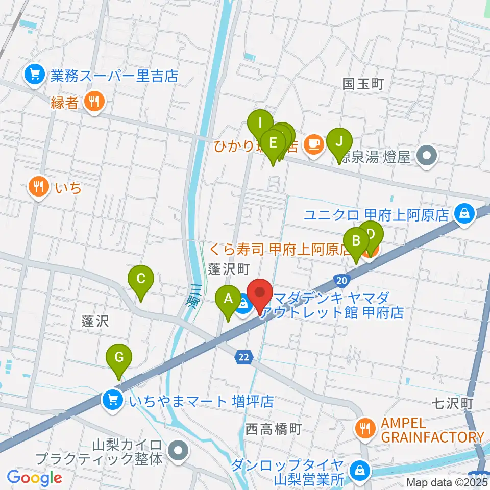 ボデガースタジオ周辺のファミレス・ファーストフード一覧地図