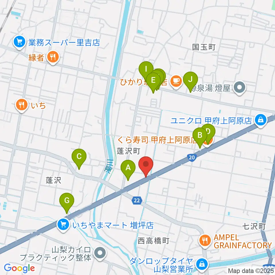 ボデガースタジオ周辺のファミレス・ファーストフード一覧地図