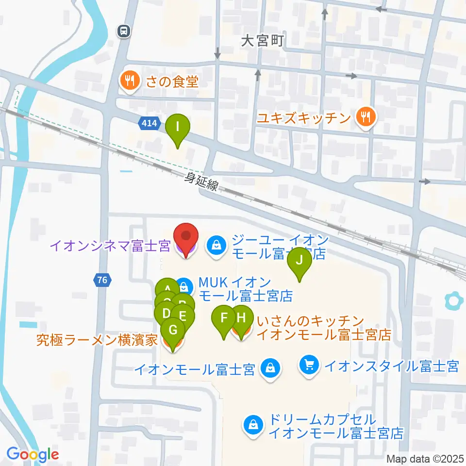 イオンシネマ富士宮周辺のファミレス・ファーストフード一覧地図