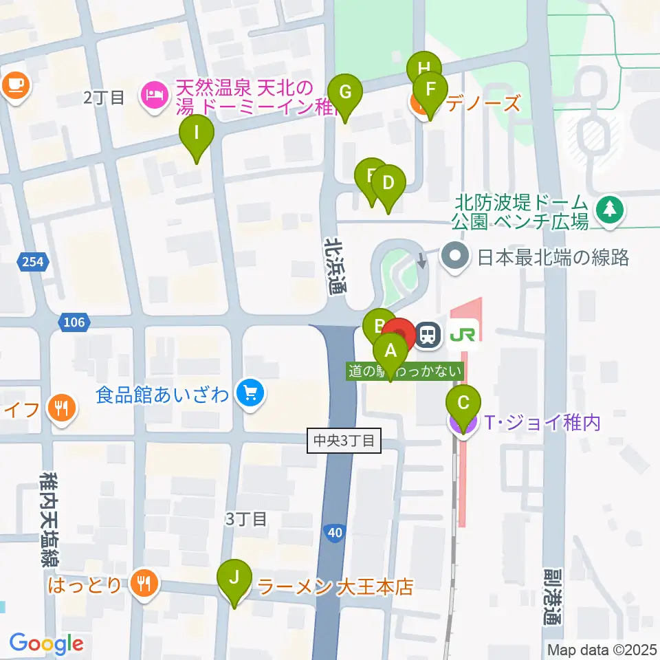 T・ジョイ稚内周辺のファミレス・ファーストフード一覧地図