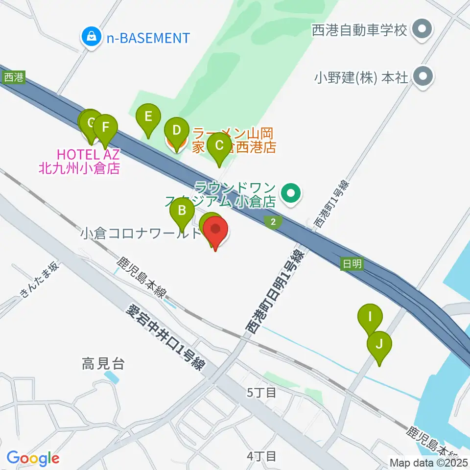 シネマワールド小倉周辺のファミレス・ファーストフード一覧地図