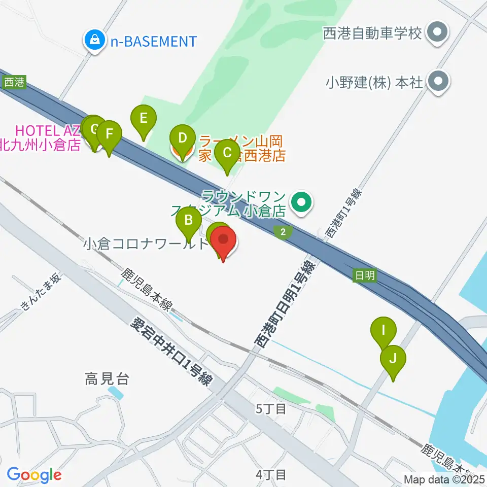 シネマワールド小倉周辺のファミレス・ファーストフード一覧地図