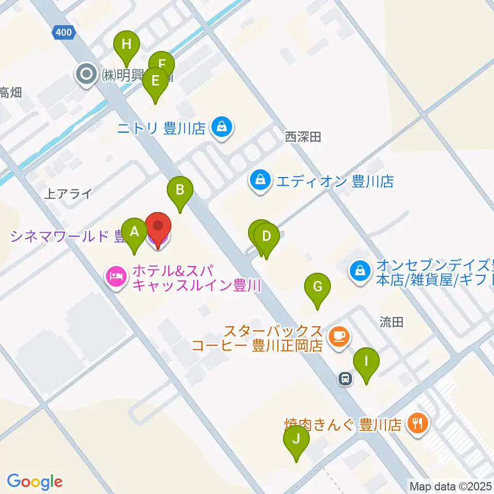 シネマワールド豊川周辺のファミレス・ファーストフード一覧地図