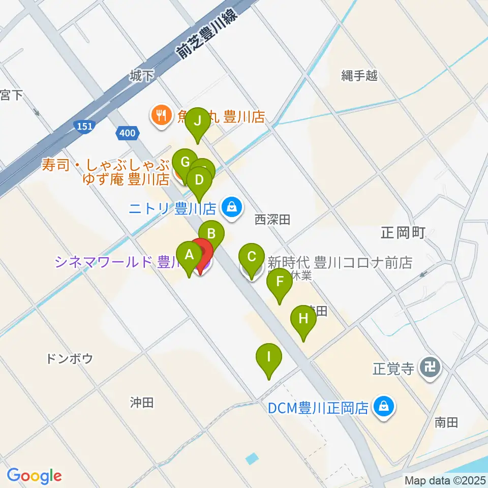 シネマワールド豊川周辺のファミレス・ファーストフード一覧地図