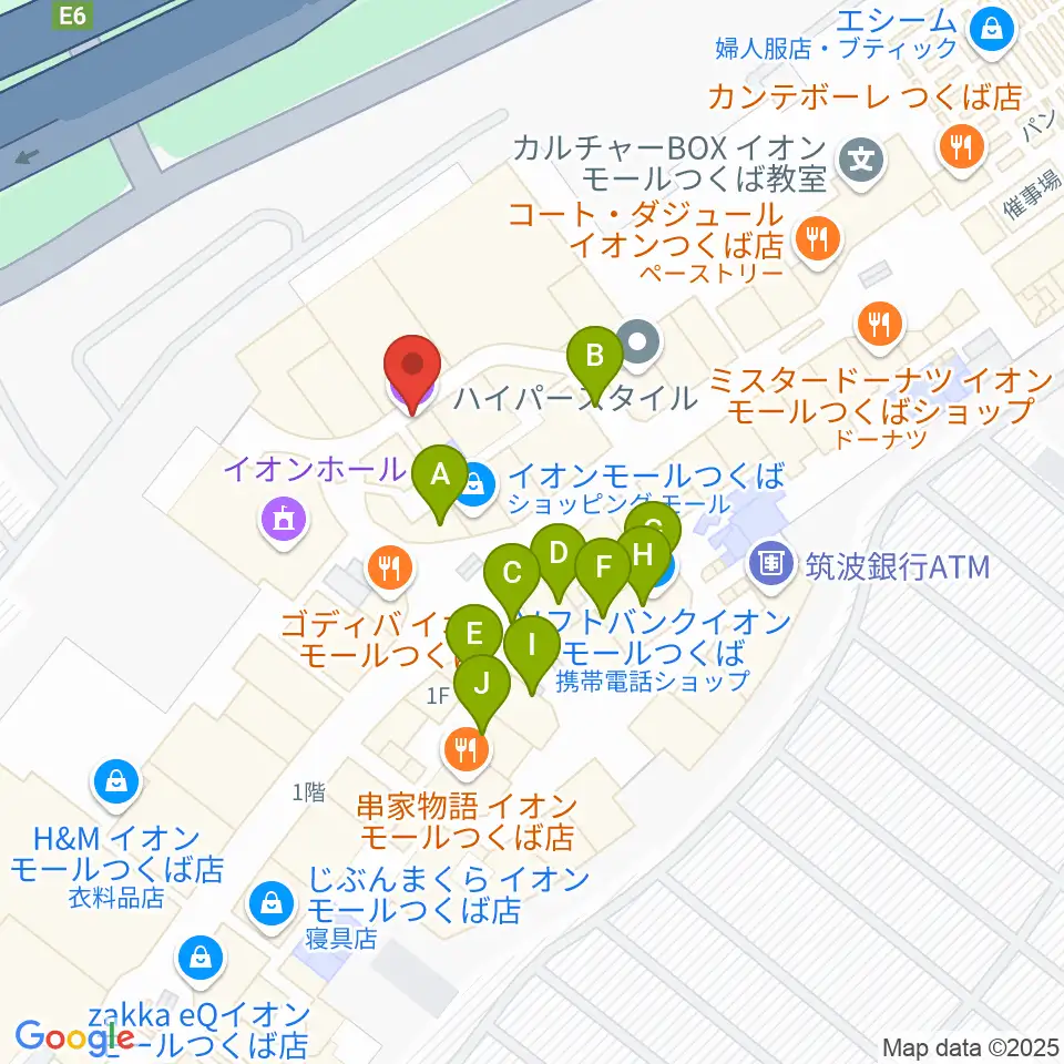 USシネマつくば周辺のファミレス・ファーストフード一覧地図