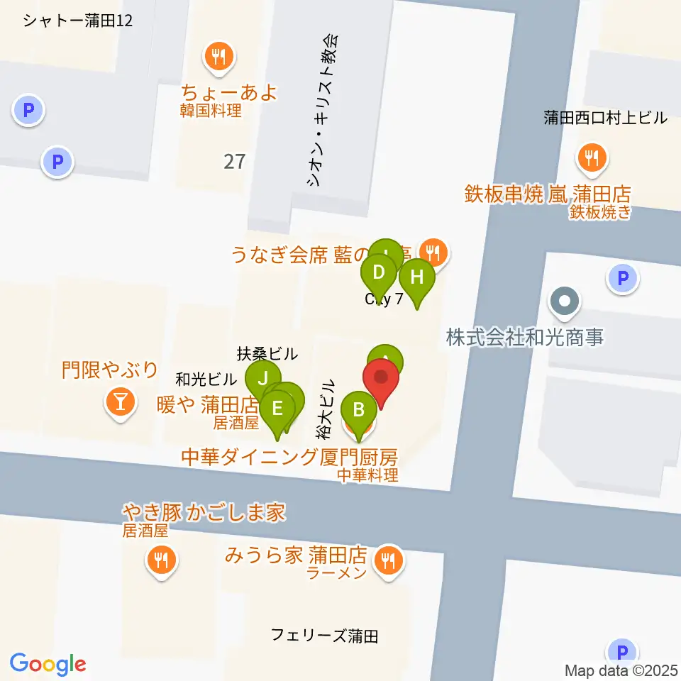 KAMATAぶらぶら周辺のファミレス・ファーストフード一覧地図