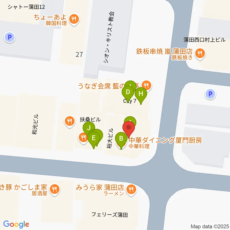 KAMATAぶらぶら周辺のファミレス・ファーストフード一覧地図