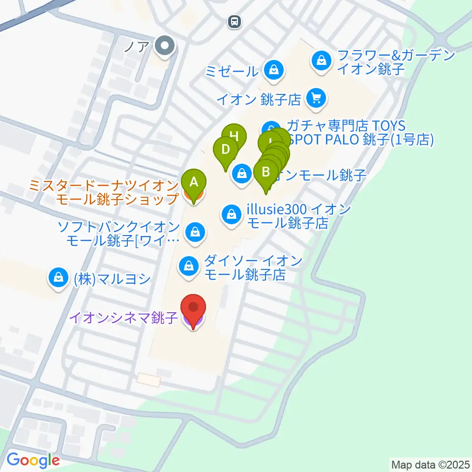 イオンシネマ銚子周辺のファミレス・ファーストフード一覧地図
