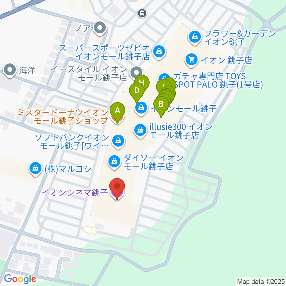 イオンシネマ銚子周辺のファミレス・ファーストフード一覧地図
