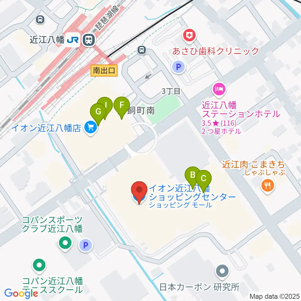 イオンシネマ近江八幡周辺のファミレス・ファーストフード一覧地図