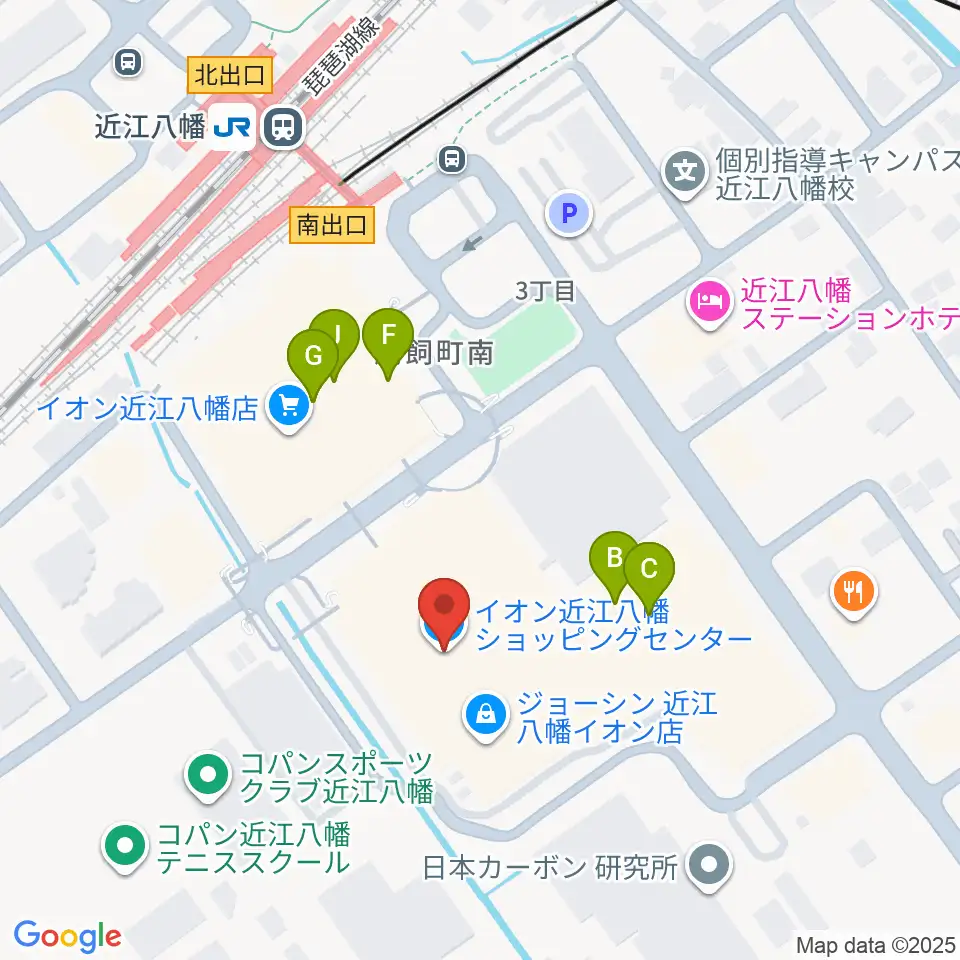 イオンシネマ近江八幡周辺のファミレス・ファーストフード一覧地図