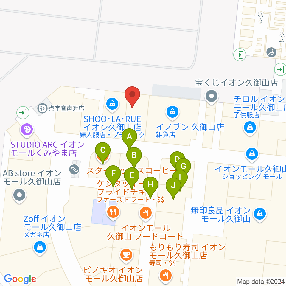 イオンシネマ久御山周辺のファミレス・ファーストフード一覧地図