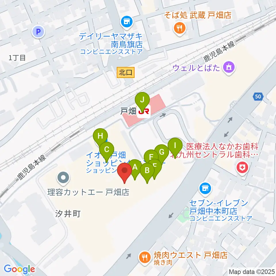 イオンシネマ戸畑周辺のファミレス・ファーストフード一覧地図