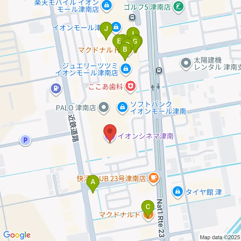 イオンシネマ津南周辺のファミレス・ファーストフード一覧地図