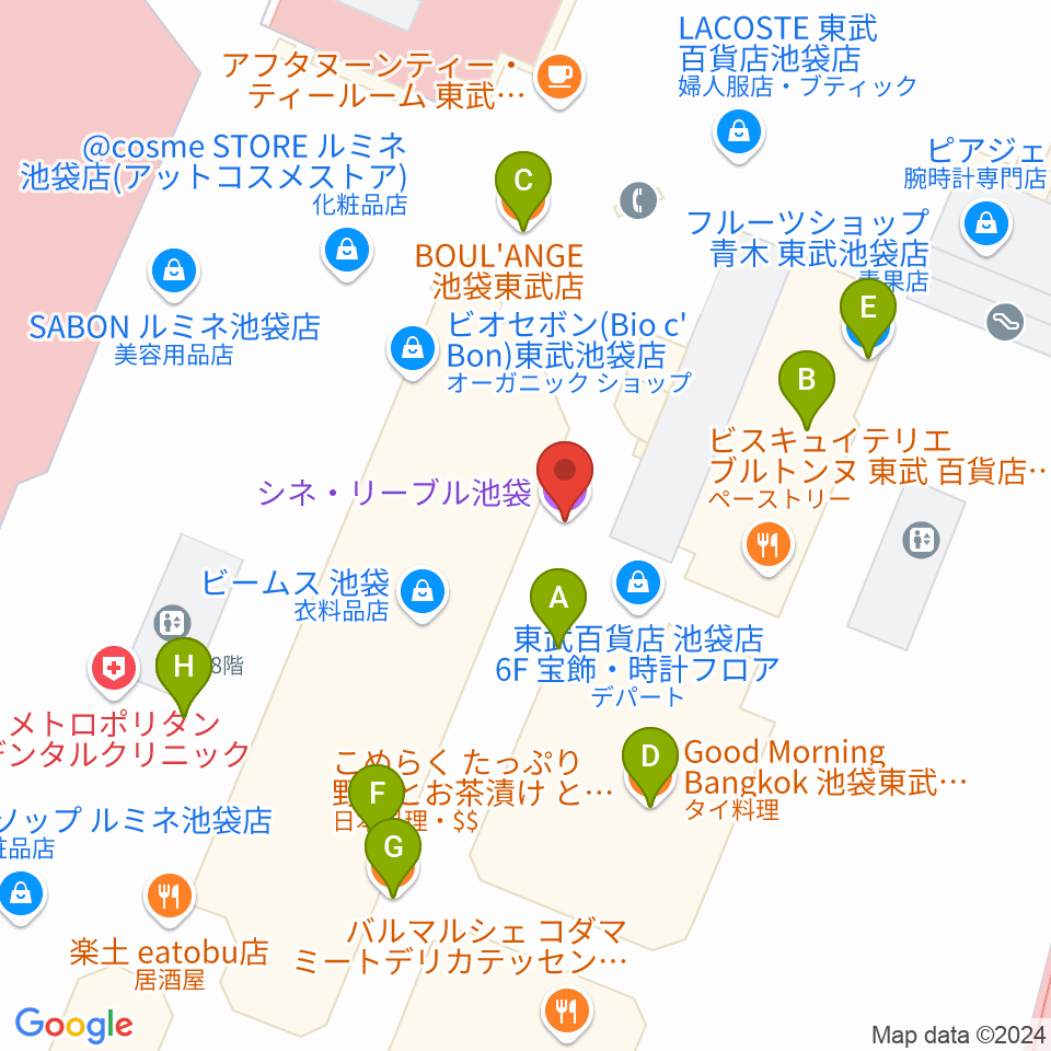 シネ・リーブル池袋周辺のファミレス・ファーストフード一覧地図