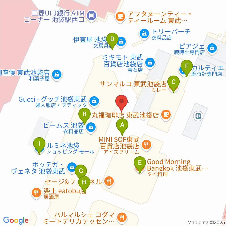 シネ・リーブル池袋周辺のファミレス・ファーストフード一覧地図