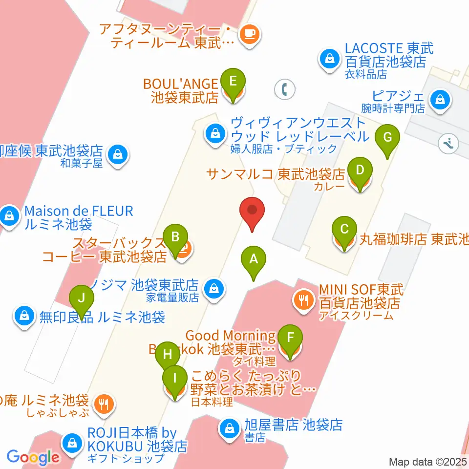 シネ・リーブル池袋周辺のファミレス・ファーストフード一覧地図