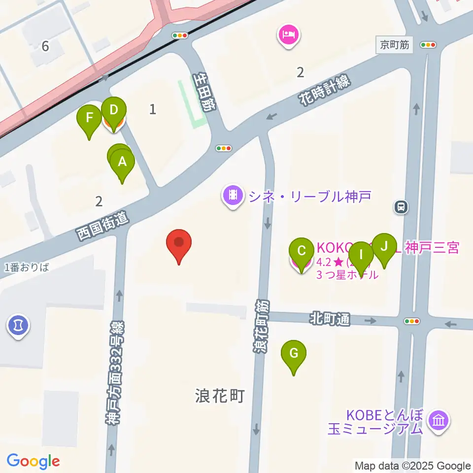 シネ・リーブル神戸周辺のファミレス・ファーストフード一覧地図