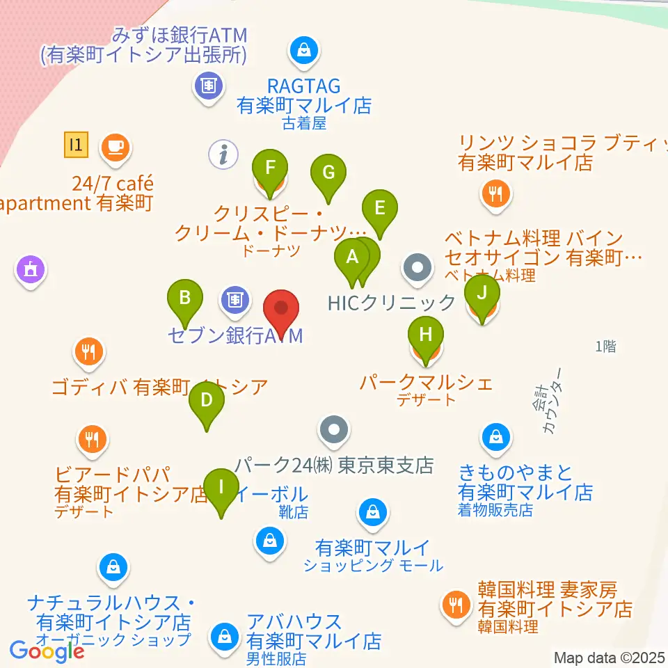 ヒューマントラストシネマ有楽町周辺のファミレス・ファーストフード一覧地図