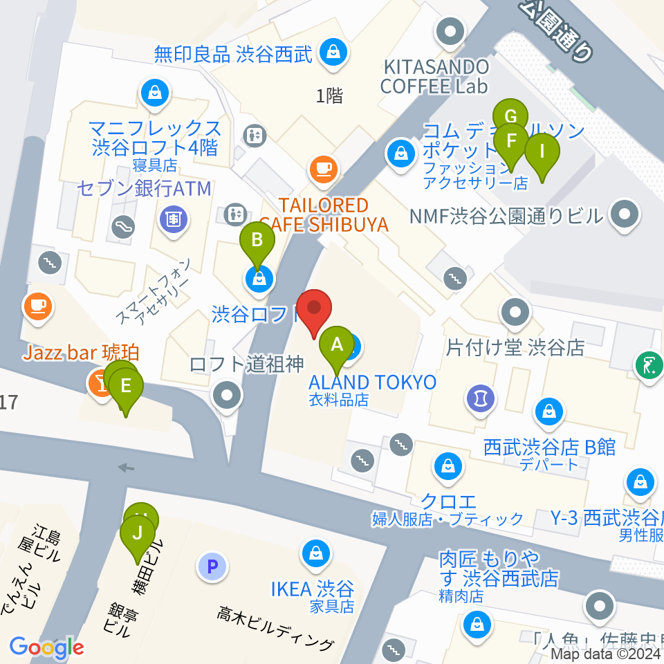 渋谷シネクイント周辺のファミレス・ファーストフード一覧地図