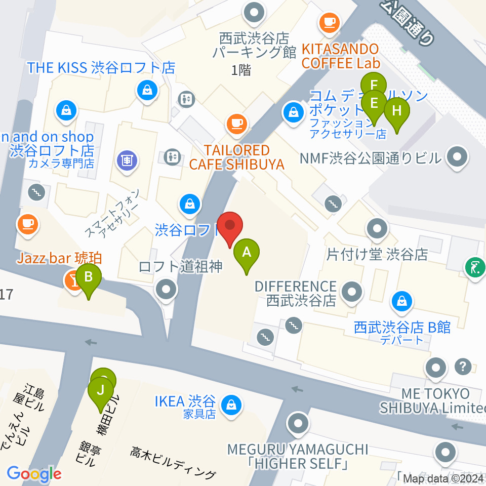 渋谷シネクイント周辺のファミレス・ファーストフード一覧地図