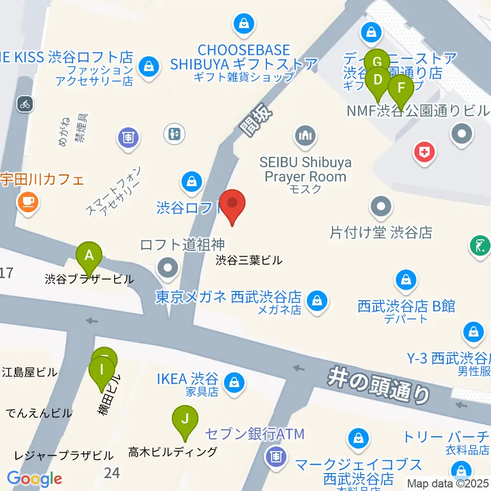 渋谷シネクイント周辺のファミレス・ファーストフード一覧地図