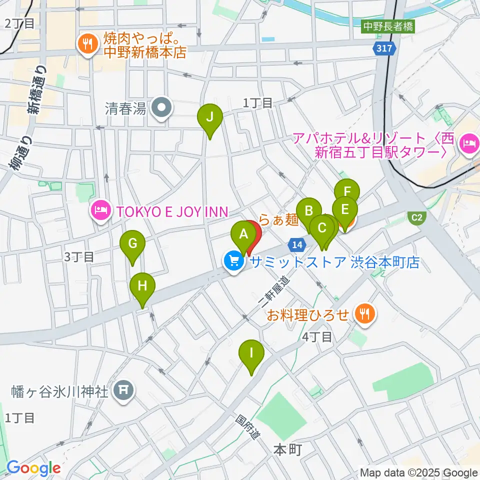 Submarine STUDIO周辺のファミレス・ファーストフード一覧地図