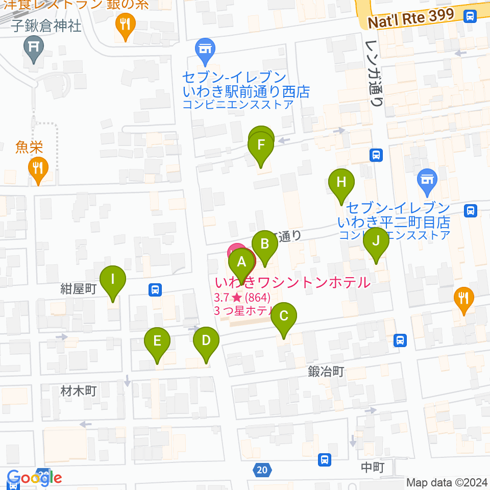 ウインズ・ユーいわき店周辺のファミレス・ファーストフード一覧地図