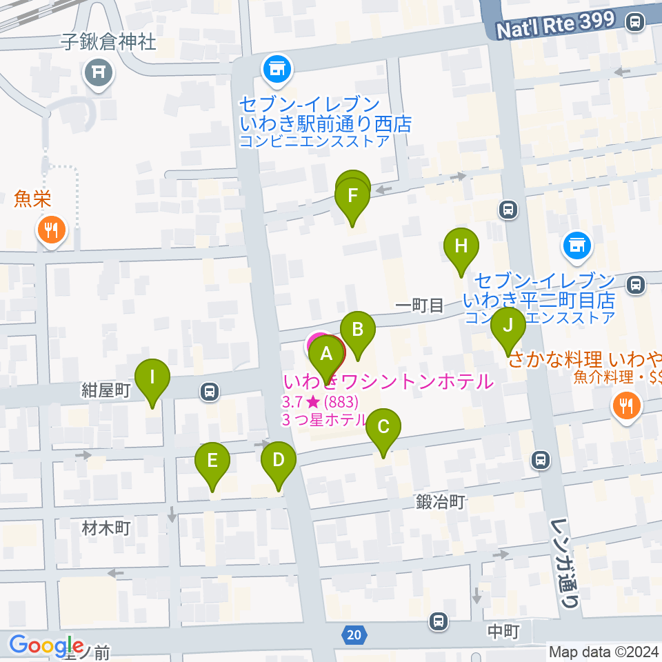 ウインズ・ユーいわき店周辺のファミレス・ファーストフード一覧地図