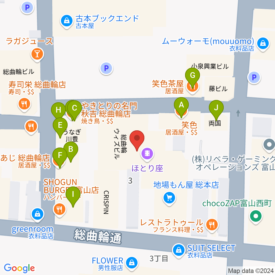 ほとり座周辺のファミレス・ファーストフード一覧地図