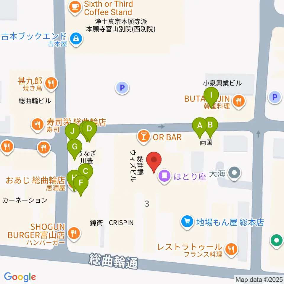 ほとり座周辺のファミレス・ファーストフード一覧地図