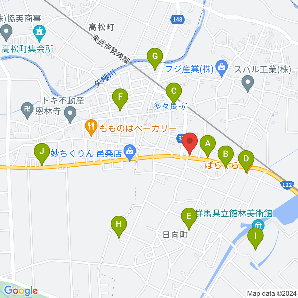 石田ピアノ調律プロモーション周辺のファミレス・ファーストフード一覧地図