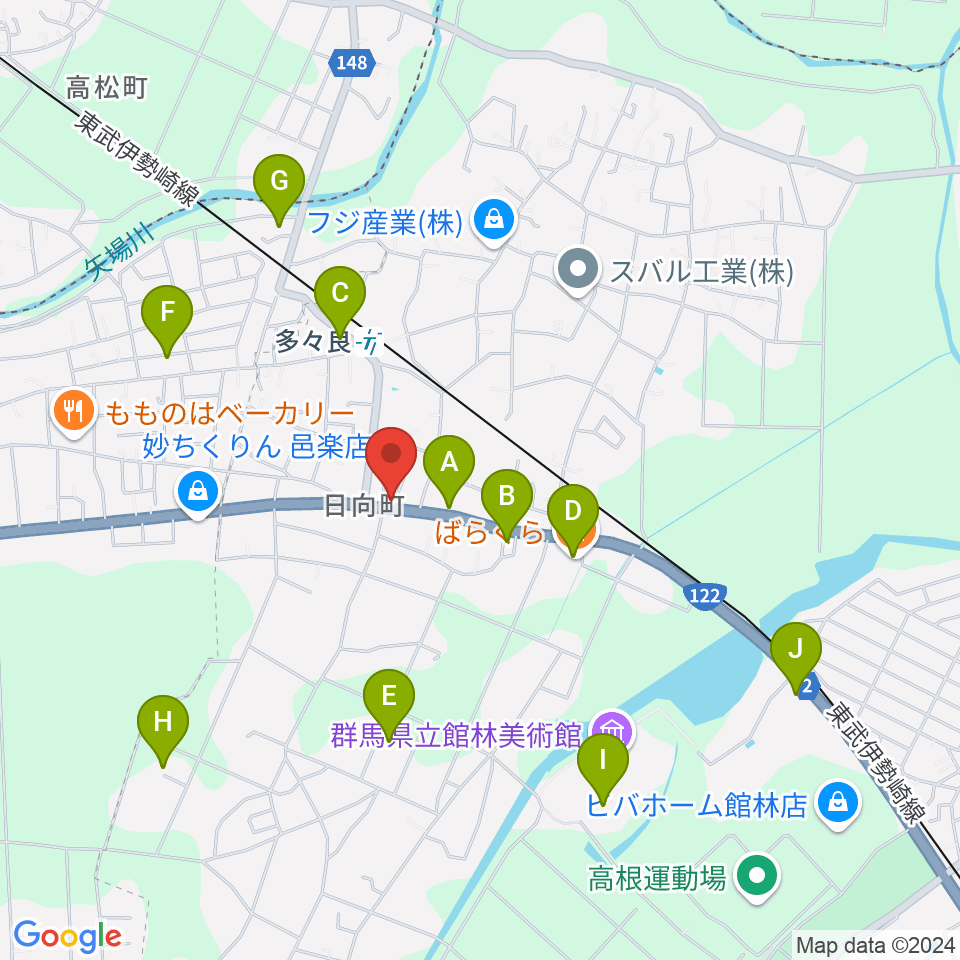 石田ピアノ調律プロモーション周辺のファミレス・ファーストフード一覧地図